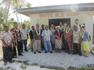 U.N.D.P. and Marshallese government officials visit our solar/wind powered R.O. plant on Utrik. 